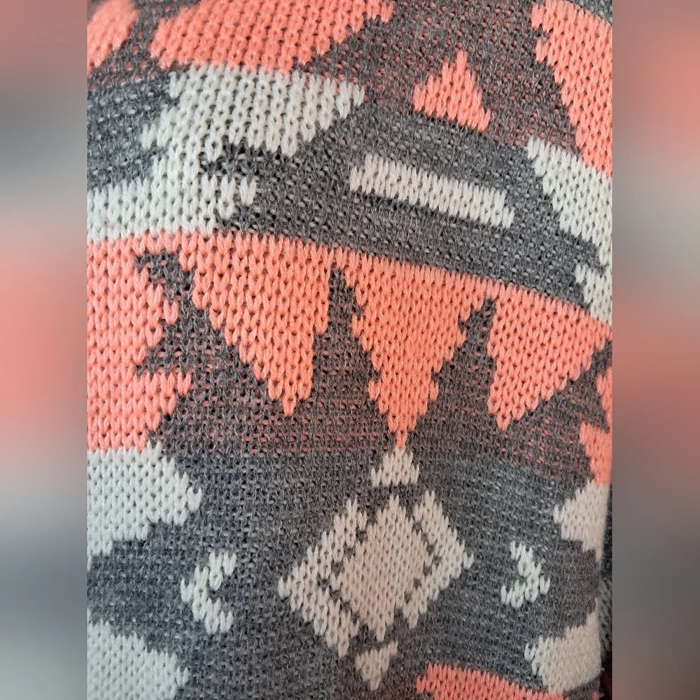 Blu Pepper Orange and Gray Geometric Cardigan - Picture 6 of 13